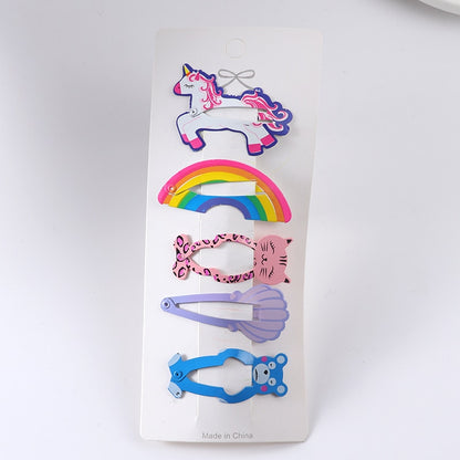New Girls Cartoon Pattern Hairpins Cute Animal Rainbow Sweet Hair Clips Kids BB Clips Hair Accessories Fashion Barrettes Gift