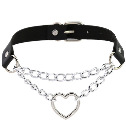 Pastel Goth Choker Heart Collar For Girl Cosplay Harajuku Necklace Neck Strap Chocker Kawaii Pink  Aesthetic Accessories