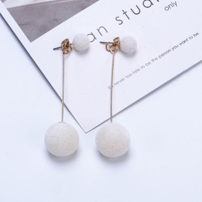 1 Pair Fashion Artificial Hair Ball Dangle Earring For Women Cute White Pompom Earring Girl Nice Gifts Accessories