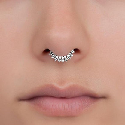 1/2Piece Stainless Stell Fake Nose Ring Septum Piercing Jewelry Crystal Fake Septum Piercing Ring Bulk Faux Nose Piercing Lot