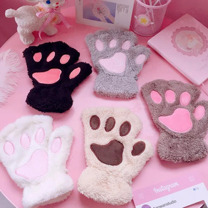 Cozy Kitten Mittens Women's Soft Fingerless Gloves for Kitty Cats