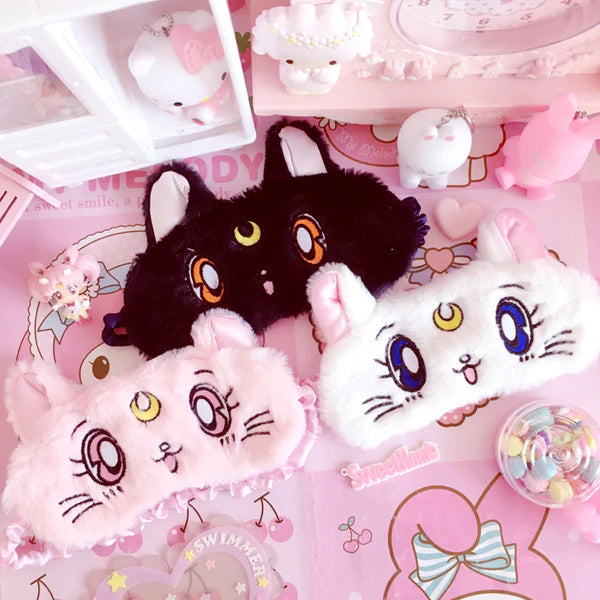 Sailor Moon Anime Luna Kitten Sleep Mask Plush Furry & Kawaii