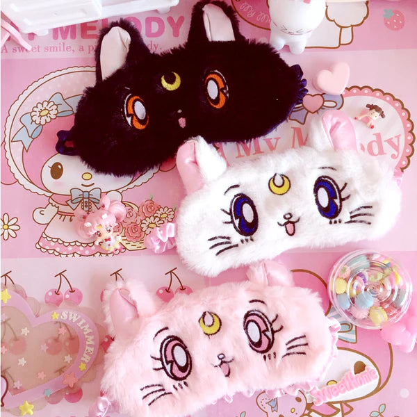 Sailor Moon Anime Luna Kitten Sleep Mask Plush Furry & Kawaii