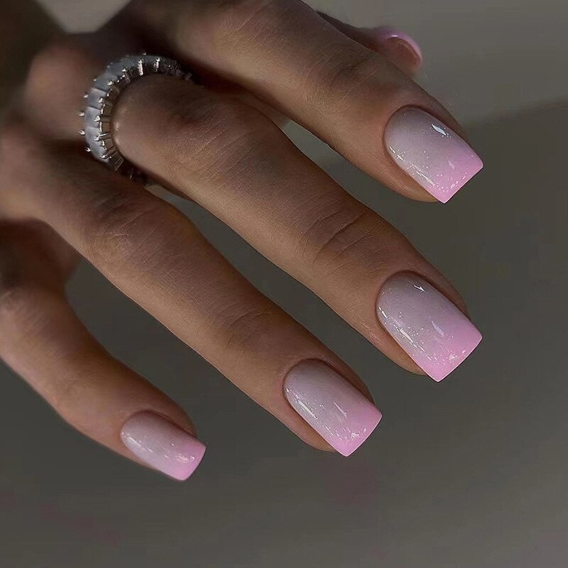 24Pcs Ballerina False Nails with Glue Short Nail Beauty Tools Press on Fake Nails Full Cover Artificial Nails Tips Manicure