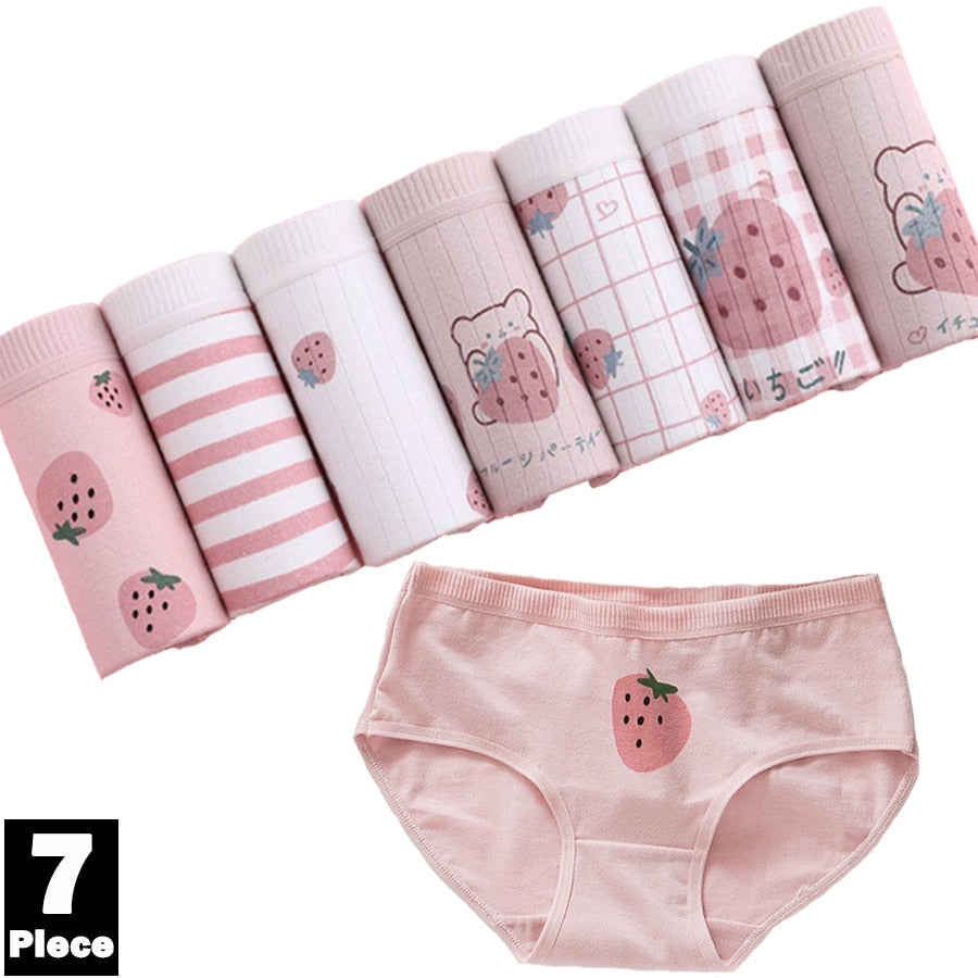 7Pcs/Lot Women's Underwear Cotton Cartoon Panties Print Breathable Briefs Girls Soft Panty Intimates for Female Lingerie