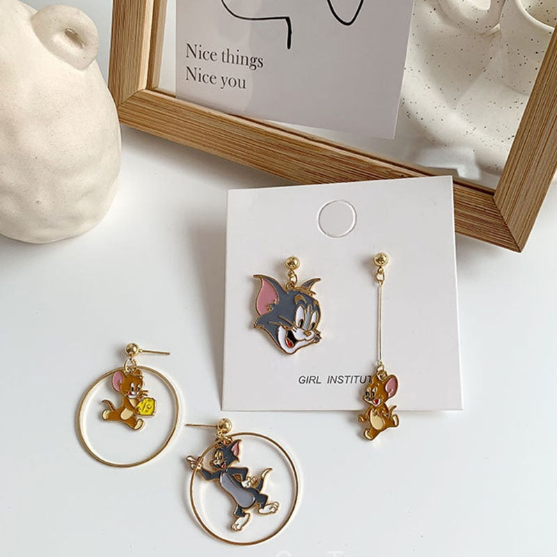 Funny Anime Original Earrings Fun Korean Fashion Designer Cartoon Hoop Aesthetic Summer Cute Kawaii Accessories Jewelry Women's