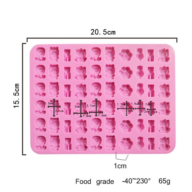 Gummy Bear Mold Silicone Chocolate Mold with Dropper DIY Dinosaur/Bear/Heart and Mini Donuts Valentine's Day Party Baking Mold
