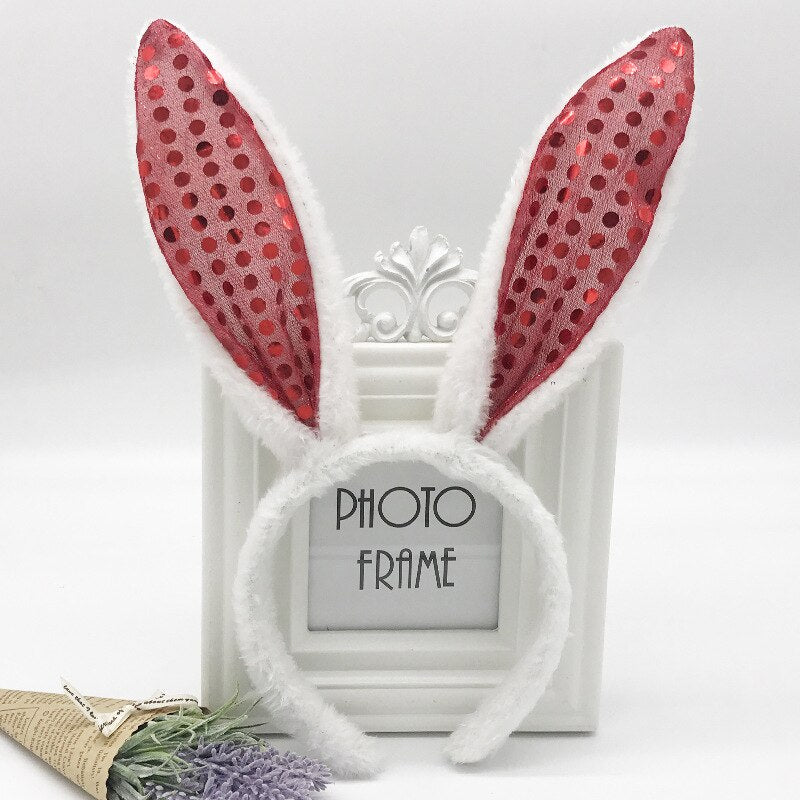 Cute Plush Bunny Ears Hair Bands Soft Rabbite Ears Easter Adult Headbands for Women Girls Anime Cosplay Party Hair Accessories