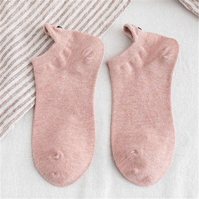 Women Cute Cartoon Expression Short Ankle Socks Happy Fashion Girls Funny Eared Lovers' Cotton Sokken Dropship