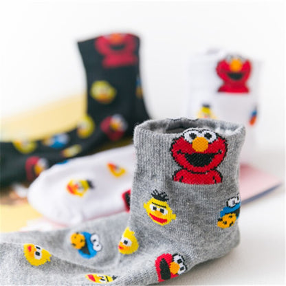 Women Cute Cartoon Expression Short Ankle Socks Happy Fashion Girls Funny Eared Lovers' Cotton Sokken Dropship