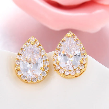 Luxury Zircon Wedding Long Dangle Earrings with Round Water Drop Elegant CZ Earrings for Women Bridal Wedding Jewelry Dress