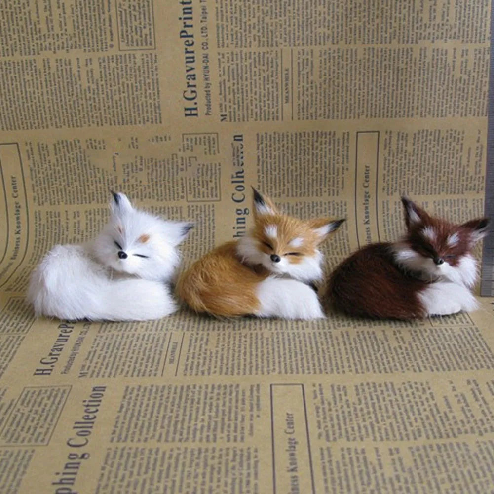Realistic Rabbit Plush Owl Cat Fox Ornament Furs Squatting Model Home Decoration Animal World with Static Action Figures Gift for Kid