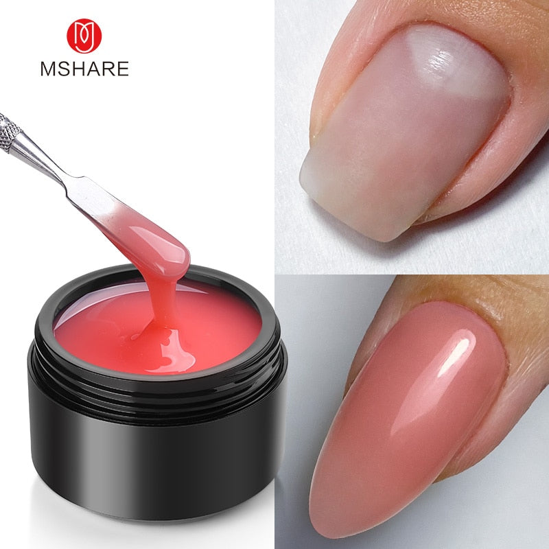 MSHARE Milky White Builder Nail Extension Gel in A Bottle 10ml Self leveling Nails Quick Building Clear Pink UV Led Gel