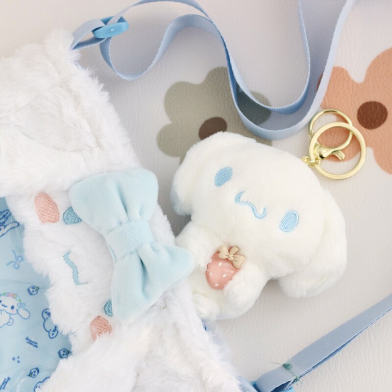 Anime Sanrio Cartoon Plush Doll Bag Kawali Figure Cinnamoroll Kuromi My Melody Messenger Bag Shoulder Backpack with Stuffed Animal Plushies For Girl