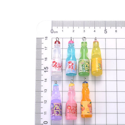 10Pcs Plastic Pop Cola Soda Drinks Beverages Charms Juice Alcohol Lemonade Bottle Resin Pendants for Jewelry Making Mini Crafts