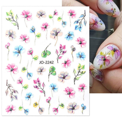 Harunouta Simple Flowers 3D Nail Stickers Gold Heart French Tip Lines Leopard Print Design Adhesive Sliders Manicure Nail Decals