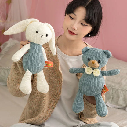 35cm Cute Teddy Bear Plush Toy Stuffed Animal Soft Knitted Deer Bunny Pig Appease Doll Toys for Kids Girls Birthday Gift