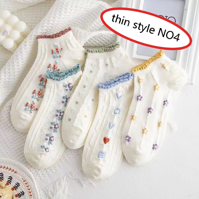 1pair/Cute Summer Women Short Socks Boat Chaussette Femme Cotton Ankle Lace Mujer Sock Female Mesh Breathable Calcetines