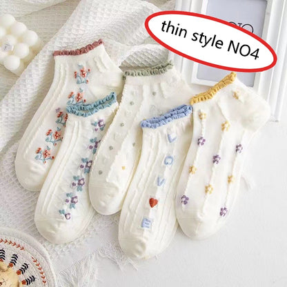 1pair/Cute Summer Women Short Socks Boat Chaussette Femme Cotton Ankle Lace Mujer Sock Female Mesh Breathable Calcetines