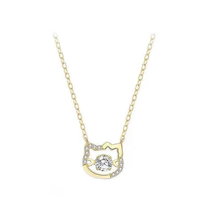 New Hello Kitty Pearl Necklace Cartoon Sanrio Anime KT Cat Luxury Y2k Sweet Clavicle Pendant Christmas Gift Girls Without Box