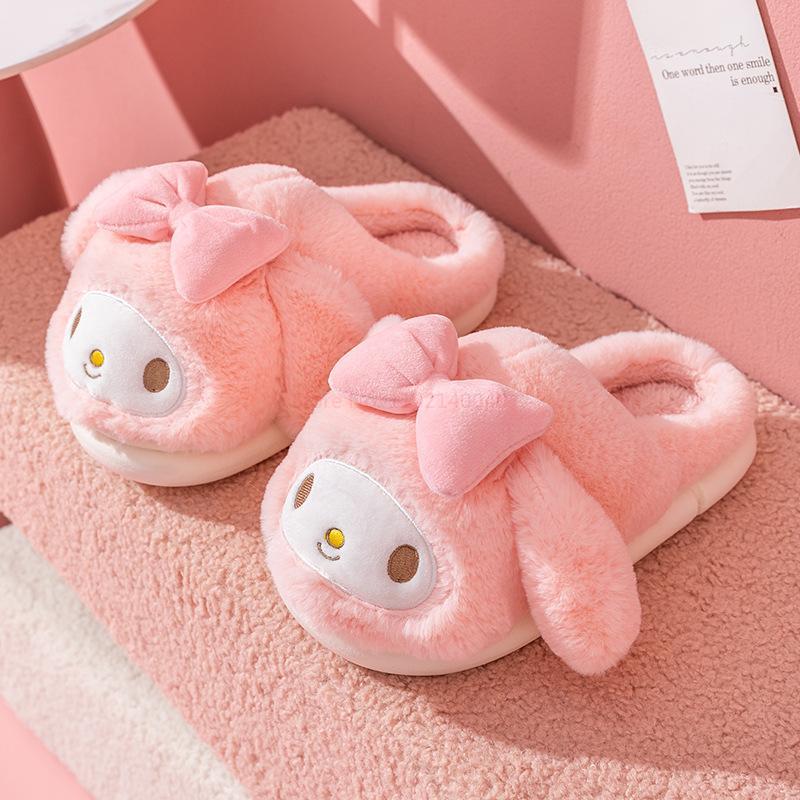 Sanrio My Melody Winter Kawaii Slippers Lovely Cotton Shoes Home Shoes Kuromi Anime Warm Indoor Shoes For Winter Kids Worm Gift