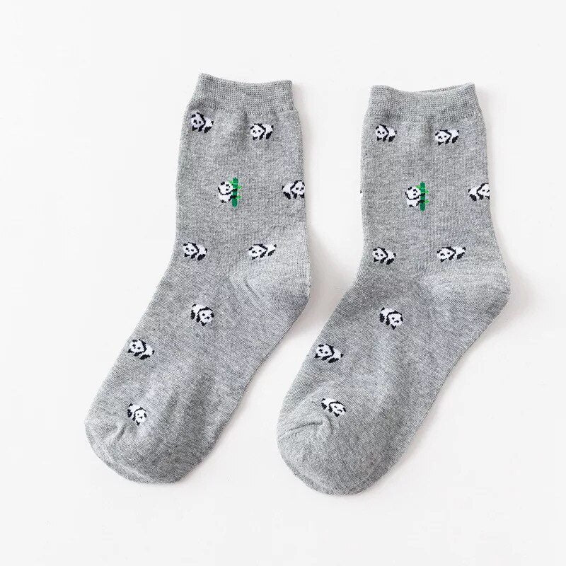 Cartoon Animal Cat Print Cute Women's Socks Japanese Style Kawaii Long Socks Casual Harajuku Streetwear Cotton Soft Crew Socks