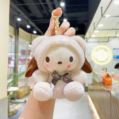 Sanrio Plush Doll Keychain Hello Kitty Melody Cinnamoroll Pochacco Cute Key Ring Cartoon Plushies Bag Pendant Gift Kids Toys