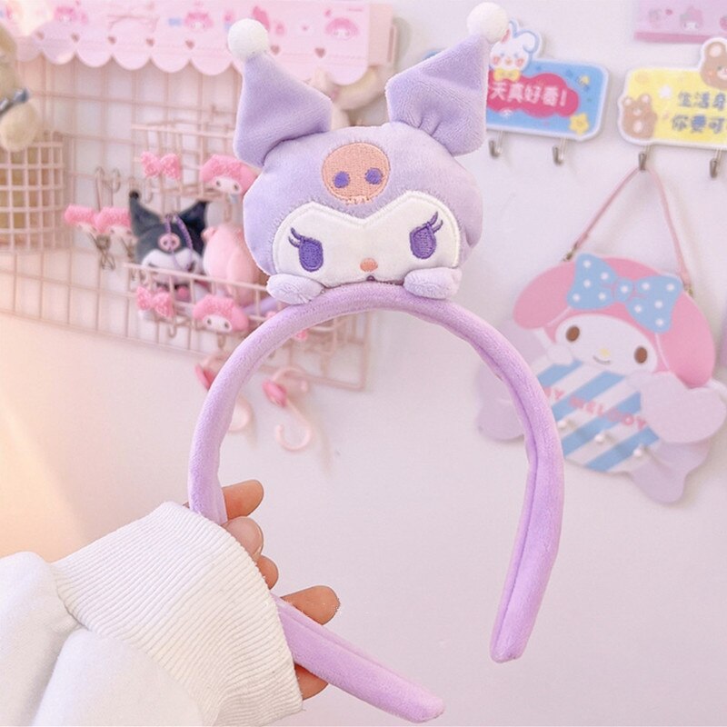 Kawaii Sanrio Plush Headband Kuromi My Melody Cinnamoroll Anime Cute Cartoon New Plush Headband Ear Hair Accessories Gift