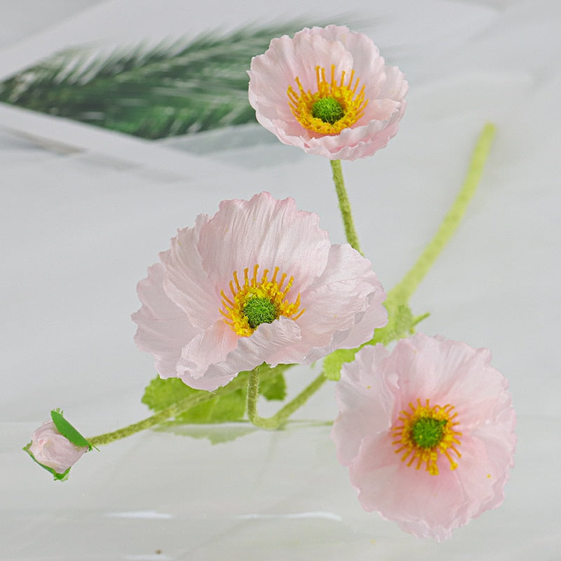 Artificial Flowers Poppy Silk Flowers Long Stem Housewarming  Garden Table Wedding DIY Party Wedding Bridal Bouquet Decoration