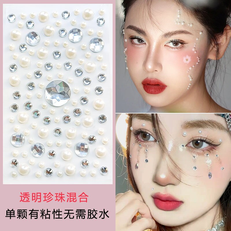 Disposable Tattoo Stickers 3D Face Jewelry Crystal Diamond DIY Eyes Face Body Rhinestones Waterproof Makeup Art Party Decoration