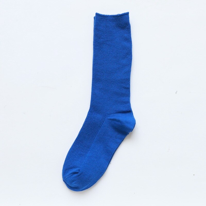 CHAOZHU  Japanese Korean High School Girls High Socks Loose Solid Colors Double Needles Knitting Cotton Long Socks For Women