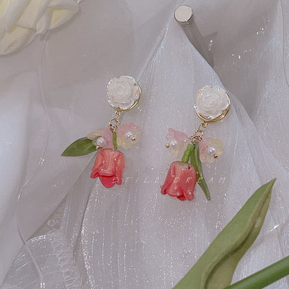 New Cute Daisy Flower Pendant Hoop Earrings For Women Trending Korean Sweet Circle Earrings Girl Wedding Party Jewelry Gift