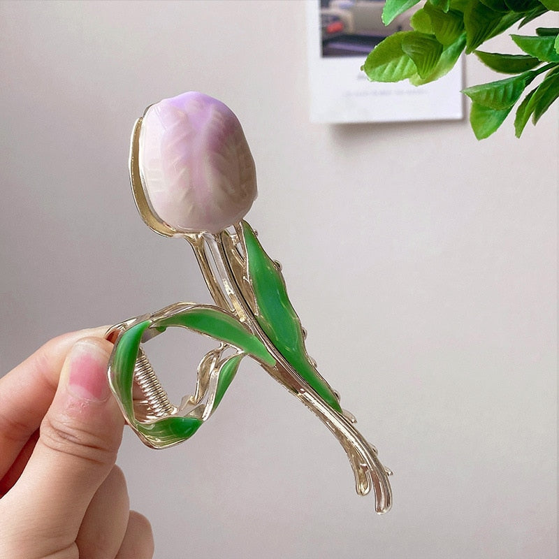 New Korean Vintage Flowers Large Metal Hair Claw Clip Ponytail Women Butterfly Shark Alloy Hair Claw Barrette Hair Accessories