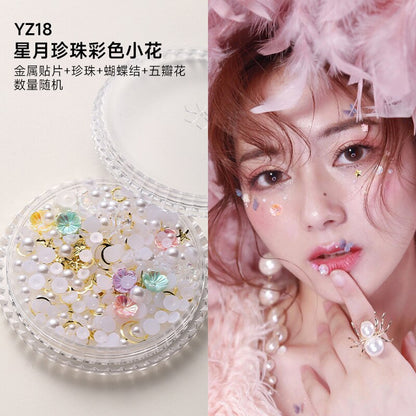 1Box Eyes Face Makeup Facial Decoration Patch Butterfly Diamond Pearl Adhesive Rhinestone Glitter Sequin DIY Nail Art Decoration