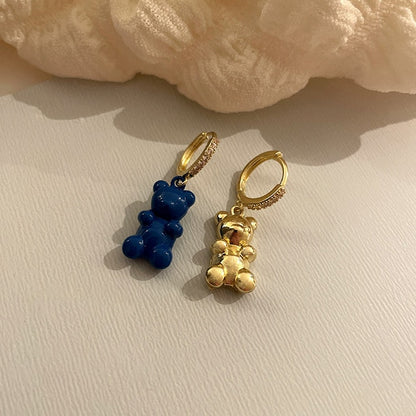 Cute Acrylic Candy Gummy Bear Dangle Earrings for Women Rainbow Bear CZ Hoop Earrings Korean Fashion Sweet Girl Jewelry