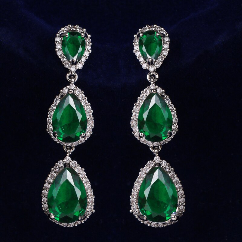 Luxury Zircon Wedding Long Dangle Earrings with Round Water Drop Elegant CZ Earrings for Women Bridal Wedding Jewelry Dress