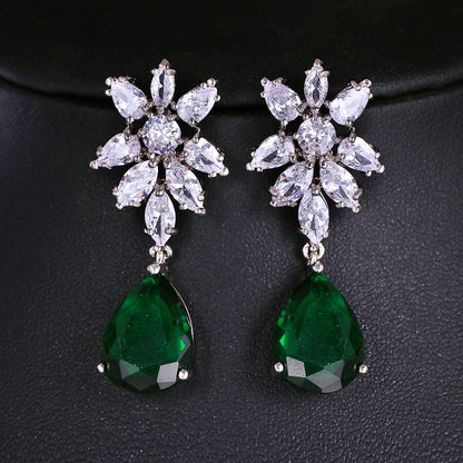 Luxury Zircon Wedding Long Dangle Earrings with Round Water Drop Elegant CZ Earrings for Women Bridal Wedding Jewelry Dress