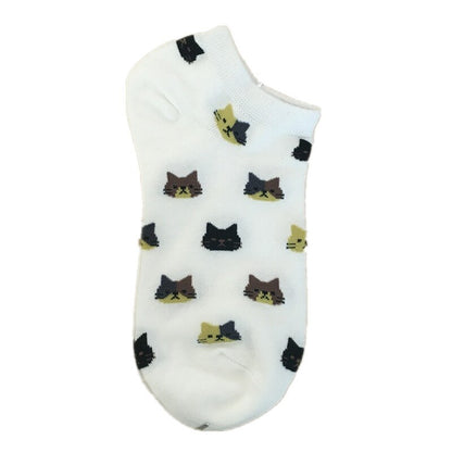 Cartoon Animal Cat Print Cute Women's Socks Japanese Style Kawaii Long Socks Casual Harajuku Streetwear Cotton Soft Crew Socks