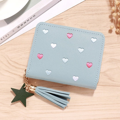 1PC Women Small Wallet Ladies Mini Tassel Wallet Cute Girl Short Zipper Lovely Pu Leather Coin Purse Female Hand Wallet Purse