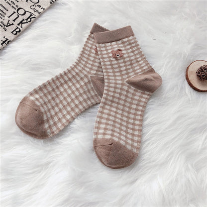 Creative New Brown Bear Socks Female Middle Tube Socks Japanese Cute Small Fresh Wild Student Socks Autumn and Winter Socks