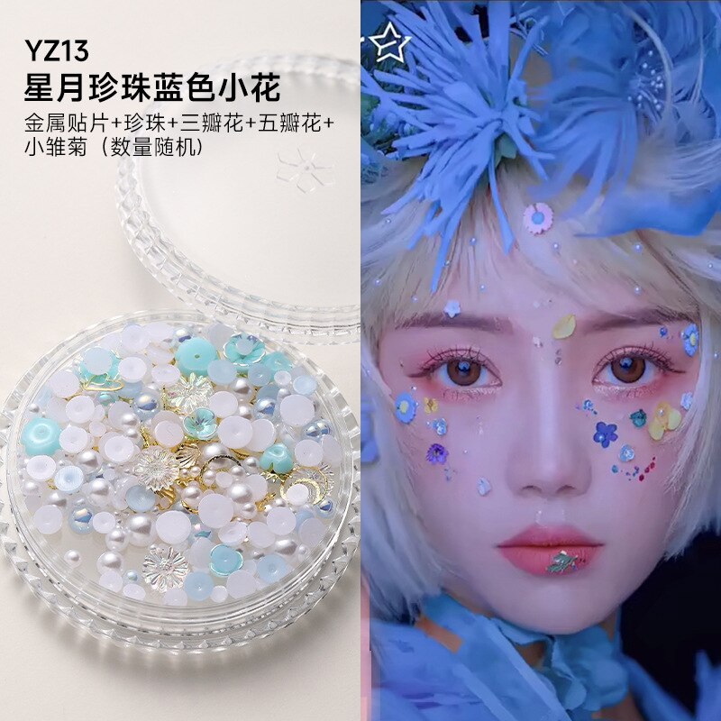 1Box Eyes Face Makeup Facial Decoration Patch Butterfly Diamond Pearl Adhesive Rhinestone Glitter Sequin DIY Nail Art Decoration