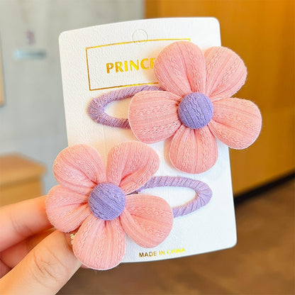 【2-Piece Set】Children's Cute Fabric Flower Pair Clip Hair Accessories Girl Hairpin Temperament Clip Baby Headdress Wholesale