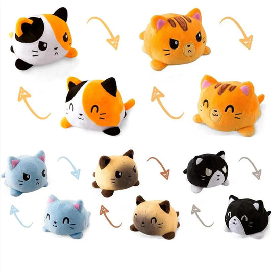 Double Sided Cat Gato Kids Flip Plushie Animals Peluches For Pulpos Playtime Game Cartoon Doll Plush Toy Kids Birthday Gifts