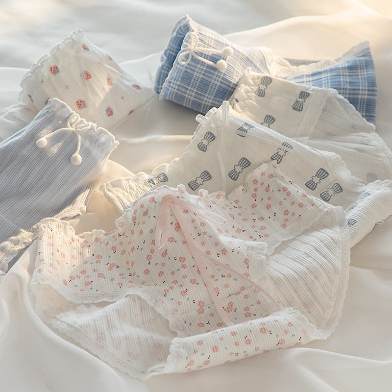 5Pcs/set Cotton Panties for Women Girl Briefs Underwear Plus Size Cute Soft Short Pantys Lingerie Female Ladies Underpants
