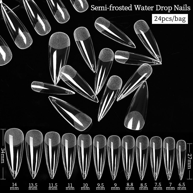 Press on Nails Coffin Nail Tips Clear Full Cover Fake Acrylic UV Gel Nails Extension System Oval Almond Sculpted False Nail Tips
