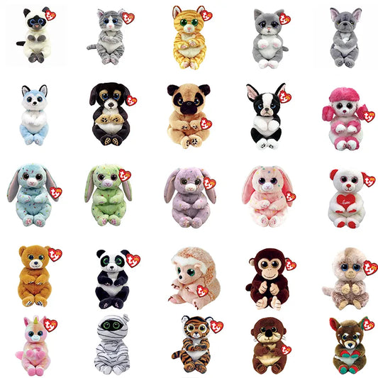 15cm Ty Beanie Bellies Big Eyes Stuffed Plush Babies Toy Cat Dog Rabbit Bear Hedgehog Monkey Unicorn Tiger Otter Deer Doll Children Gift