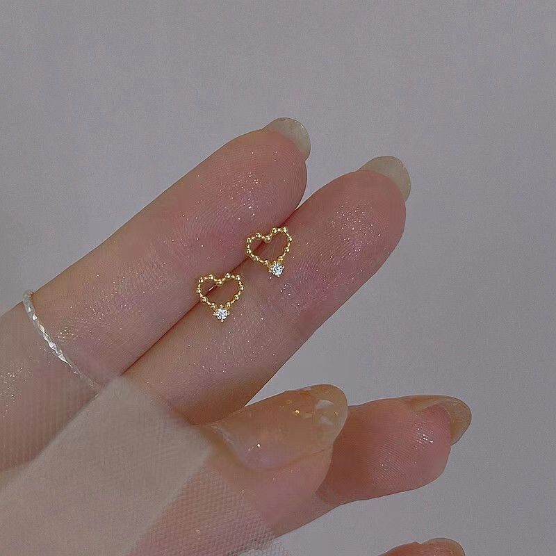 Simple Piercing Stud Earrings for Women Star Moon Zircon 925 Silver Needles Tragus Cartilage Asymmetry Pendiente Plata Jewelry