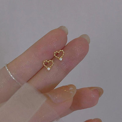 Simple Piercing Stud Earrings for Women Star Moon Zircon 925 Silver Needles Tragus Cartilage Asymmetry Pendiente Plata Jewelry