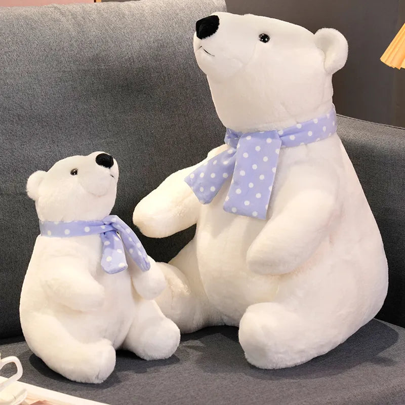 Cute Polar Bear Plush Toy Soft Plushies Stuffed Animal Scarf Polar Bear Doll Room Decoration Kids Birthday Gift Kids Toys