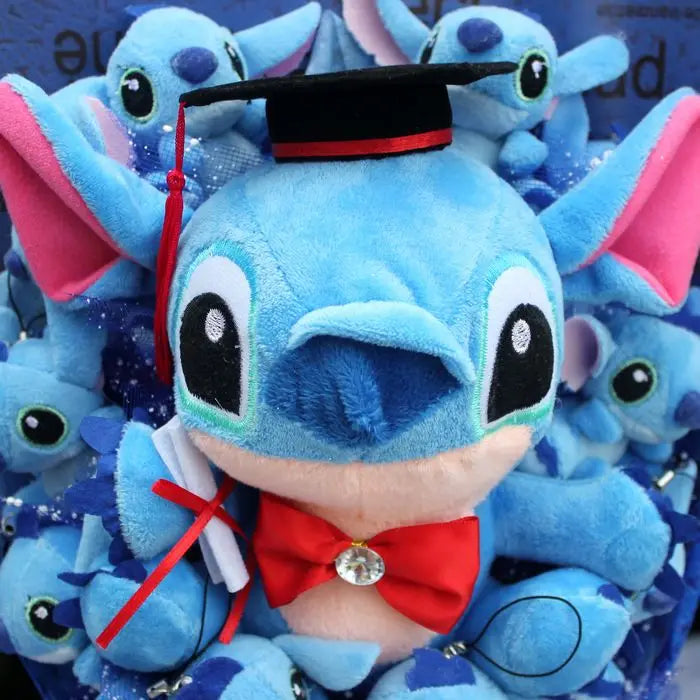 Disney Lilo and Stitch Cartoon Flower Bouquet Plush Doll Kawaii Stitch Graduation Bouquet Toy Valentine Birthday Wedding Party Gift